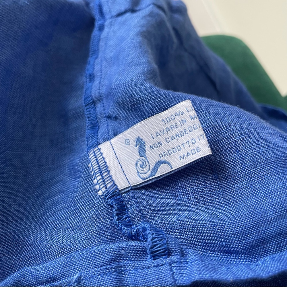 Marina St. Barth Bolero Nodo Central Linen Tie Front Plunge Cropped Top EUC OS - Picture 7 of 9